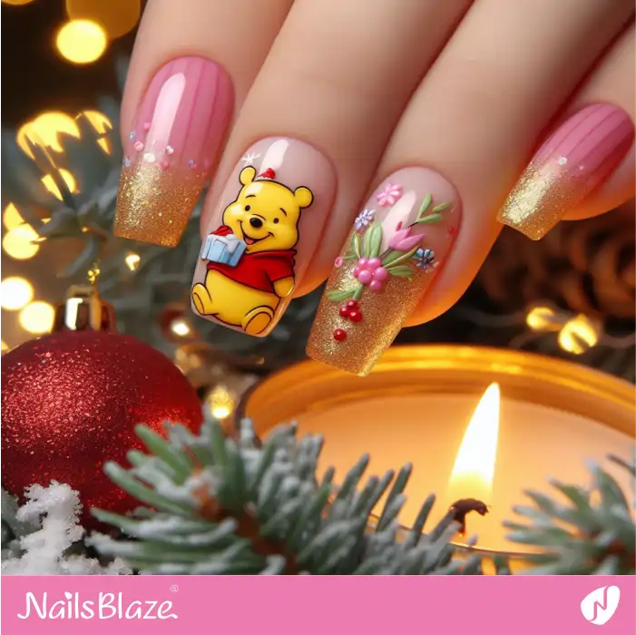 Ombre Winnie the Pooh Nails | Cartoon Nails - NB1692